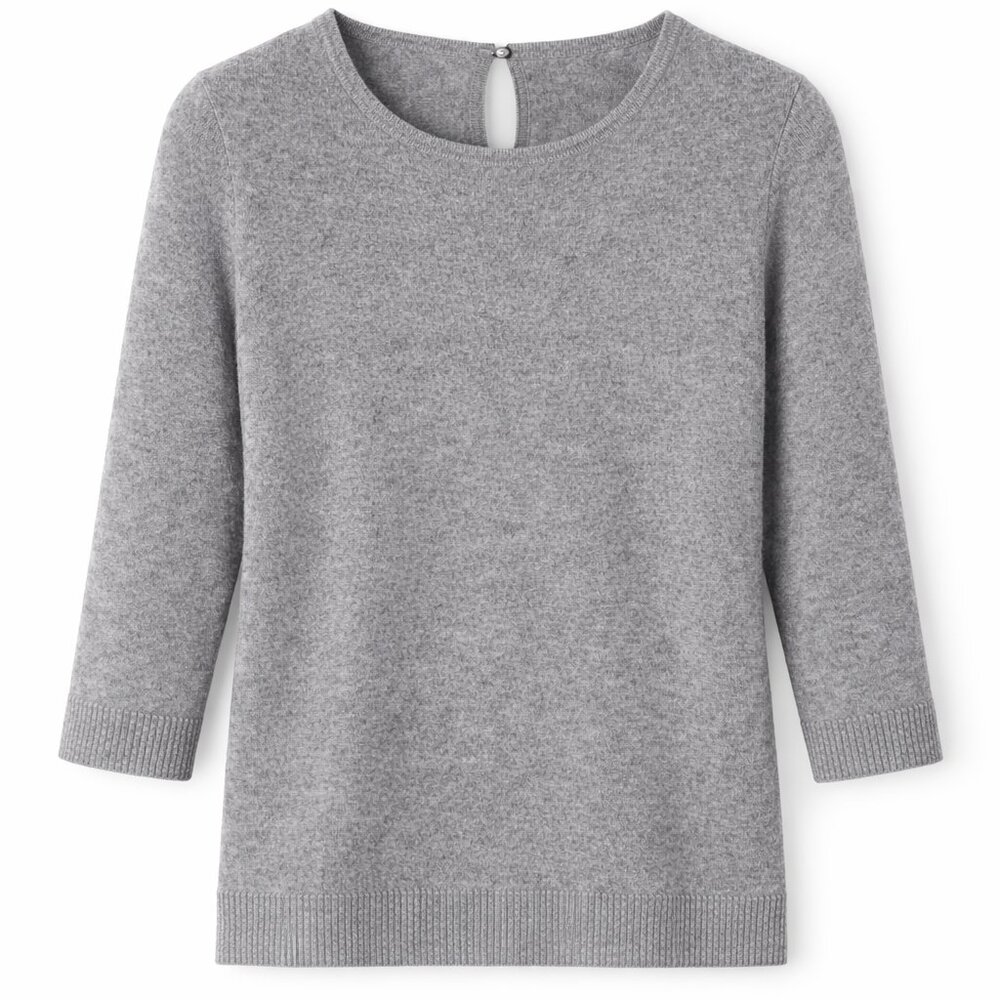 Talbots Pure Cashmere 3/4 Sleeve Gray Sweater Size S NWT - Picture 2 of 8